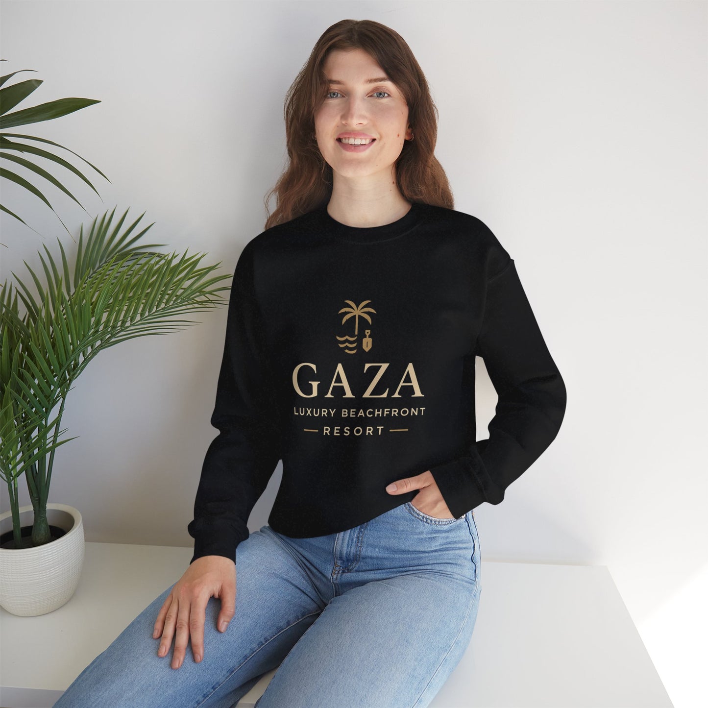 Gaza Luxury Beachfront Resort Sweatshirt, Unisex Crewneck Sweater, Beach Vacation Gift, Casual Summer Apparel, Travel Souvenir