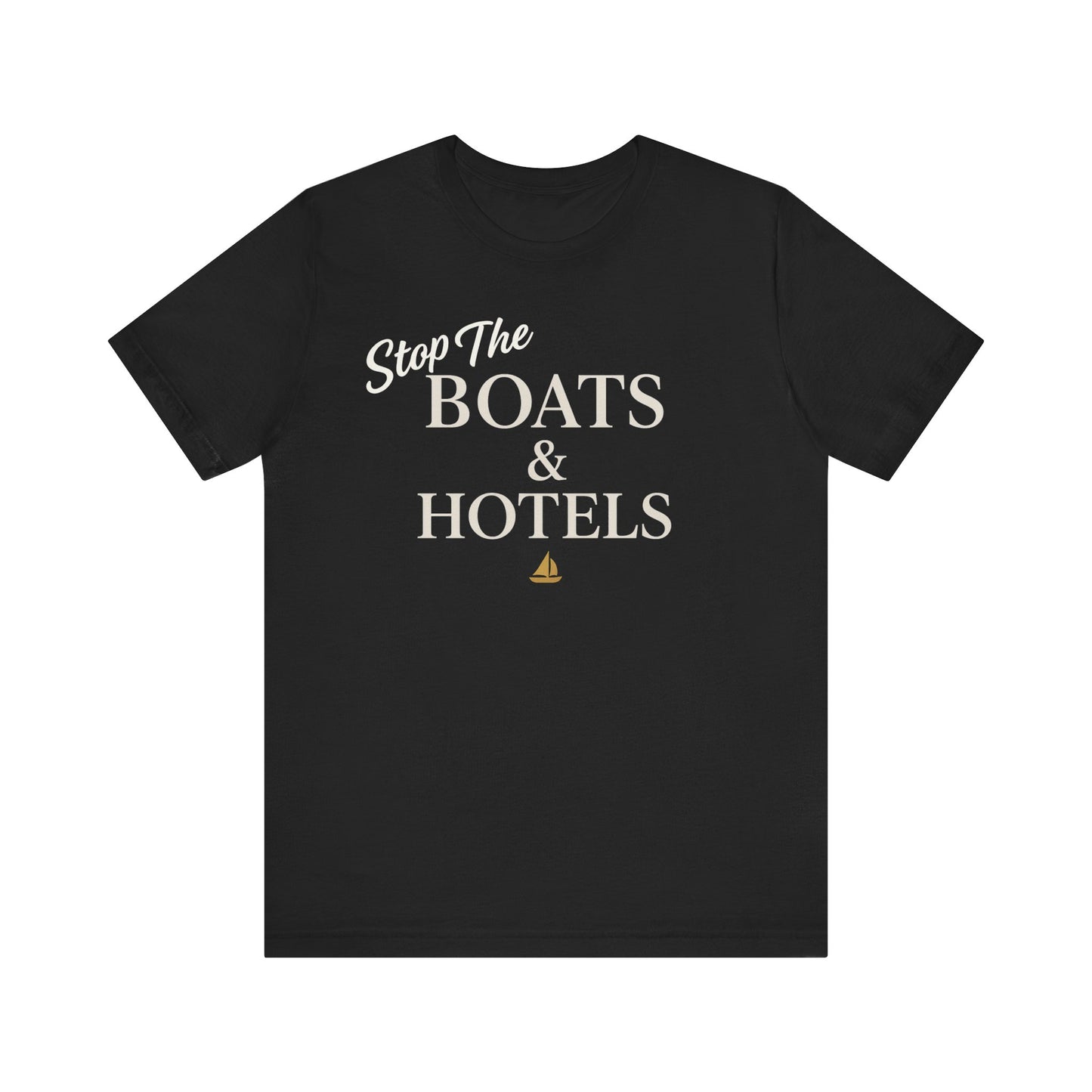 Boats & Hotels Unisex Tee, Nautical Summer Style T-Shirt, Vacation Gift, Sailing Shirt, Beachwear, Casual Everyday Top