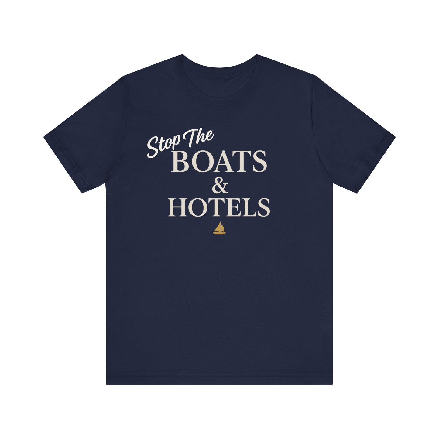 Boats & Hotels Unisex Tee, Nautical Summer Style T-Shirt, Vacation Gift, Sailing Shirt, Beachwear, Casual Everyday Top