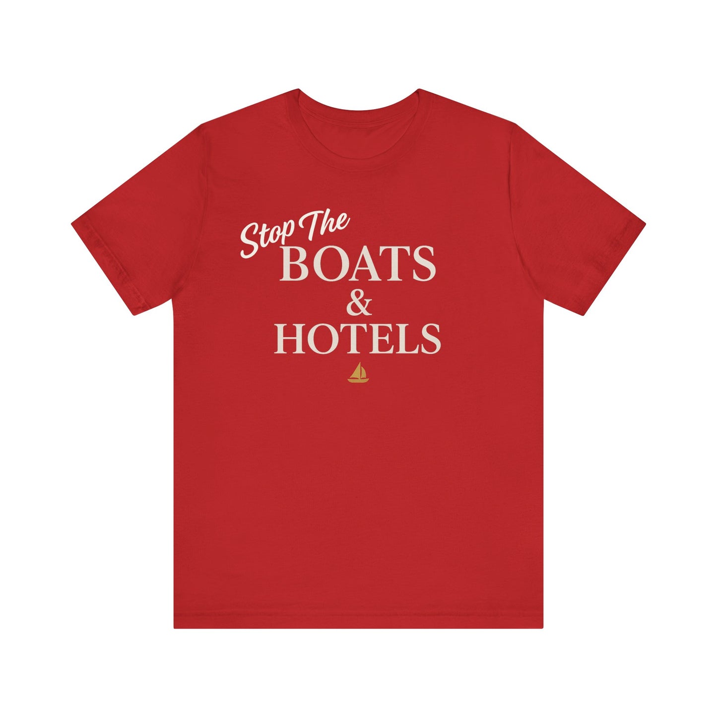 Boats & Hotels Unisex Tee, Nautical Summer Style T-Shirt, Vacation Gift, Sailing Shirt, Beachwear, Casual Everyday Top